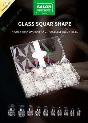 Glass Square Shape Highly Transparent and Traceless Nail Pieces Half Cover False Nail Tips