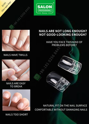 Glass Square Shape Highly Transparent and Traceless Nail Pieces Half Cover False Nail Tips