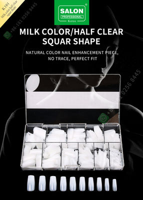 Màu Sữa/Nửa Hình Vuông Pháp Acrylic Móng Tay Giả Bằng ABS Móng Tay Giả Móng Tay Giả