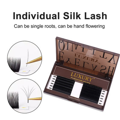 Premium Silky Volume cổ điển lông mi giả mở rộng 8-14mm CC/D/DD Curl Black Matte cá nhân lông mi 12 hàng