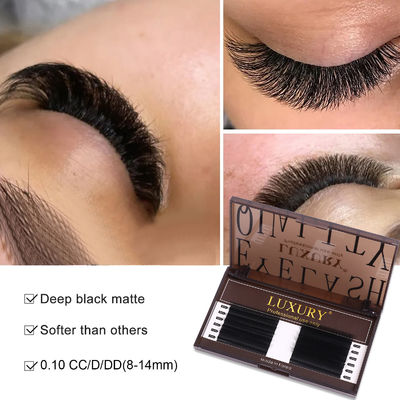 Luxury YY hình dạng tay làm tóc lông mi mở rộng 0.10mm Độ dày D Curling lông mi giả cung cấp
