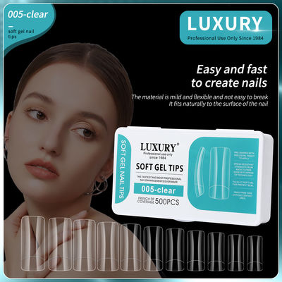 500PCS Quảng trường móng giả Acrylic tự nhiên rõ ràng tái sử dụng lời khuyên móng giả cho nail art DIY