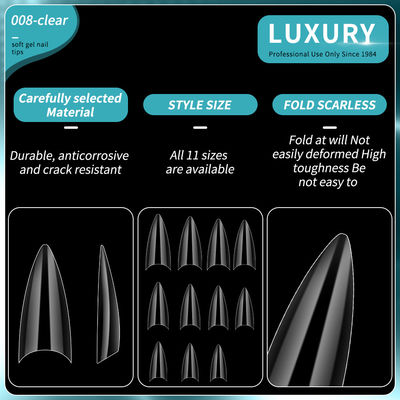 500pcs trung bình Stiletto móng tay mẹo nửa nắp móng giả hình dạng sắc nhọn Acrylic nhân tạo móng giả 11kích thước