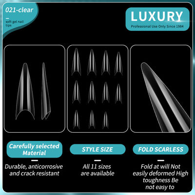 500pcs mũi móng nửa nắp ấn trên móng rõ ràng móng giả dài Stiletto móng giả để mở rộng móng