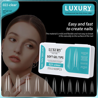 500pcs mũi móng nửa nắp ấn trên móng rõ ràng móng giả dài Stiletto móng giả để mở rộng móng