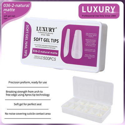 500pcs/Box Trung bình quan tài móng tay Natural Matte Full Cover Acrylic Pre-Shaped móng tay 11 kích cỡ