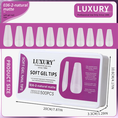 500pcs/Box Trung bình quan tài móng tay Natural Matte Full Cover Acrylic Pre-Shaped móng tay 11 kích cỡ