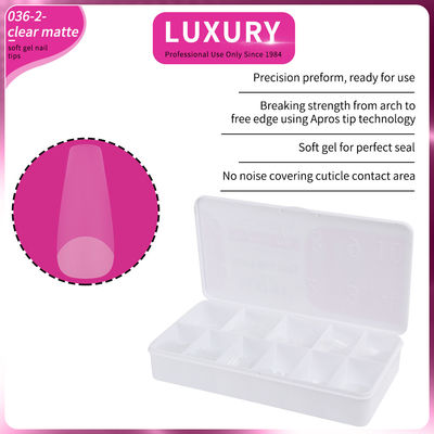 Long quan tài mũi móng giả Full Cover hình dạng mũi móng mở rộng mũi móng Clear Matte Gel mũi móng