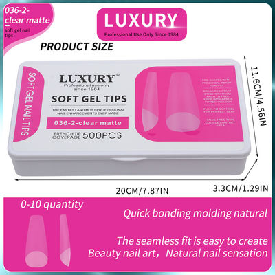 Long quan tài mũi móng giả Full Cover hình dạng mũi móng mở rộng mũi móng Clear Matte Gel mũi móng