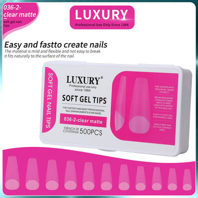 Long quan tài mũi móng giả Full Cover hình dạng mũi móng mở rộng mũi móng Clear Matte Gel mũi móng