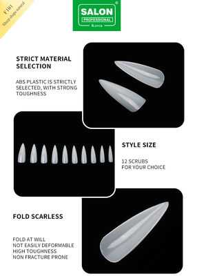 Long Stiletto mũi móng đầy đủ trang trí màu tự nhiên móng giả với hộp cho salon móng
