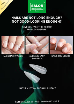 Long Stiletto mũi móng đầy đủ trang trí màu tự nhiên móng giả với hộp cho salon móng