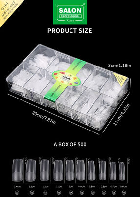 Full Matte Clear Acrylic Fake Nail Medium Square Press on Nails for Nail Extension Công cụ làm móng tay