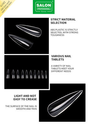Professional ABS sắc nét hình dạng móng giả đầy đủ rõ ràng Acrylic móng giả mẹo 12 kích cỡ cho nhà DIY