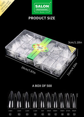 Professional ABS sắc nét hình dạng móng giả đầy đủ rõ ràng Acrylic móng giả mẹo 12 kích cỡ cho nhà DIY
