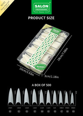 Các mẹo móng hình dạng sắc nét 500 PCS Natural Acrylic Fake Nail Kit cho mở rộng móng